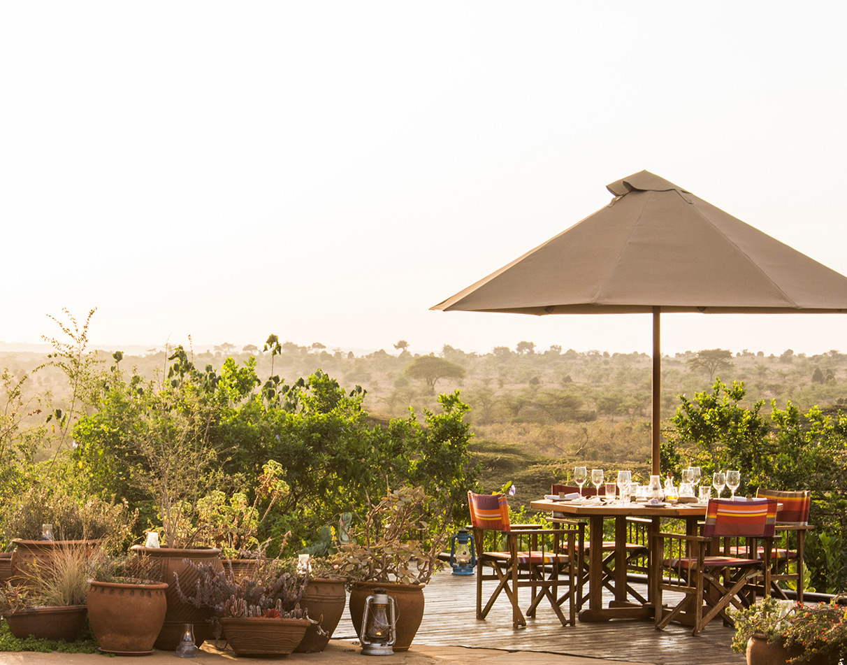 Pool deck at Ololo Lodge overlooking Nairobi National Park
