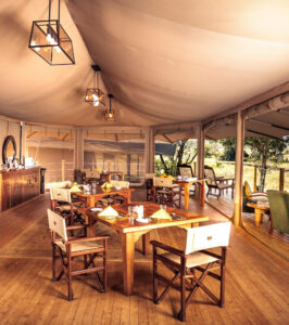 Dining area at Saruni Leopard Hill Camp in Naboisho Conservancy,