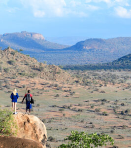 View across northern Kenya scenery on a walking safari.
