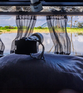A camera inside a photography hide at Larsens Camp Samburu.