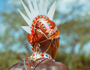 A samburu man seen from the back.