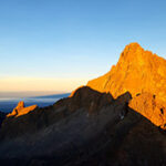 View of Batian from Point Lenana at sunrise.