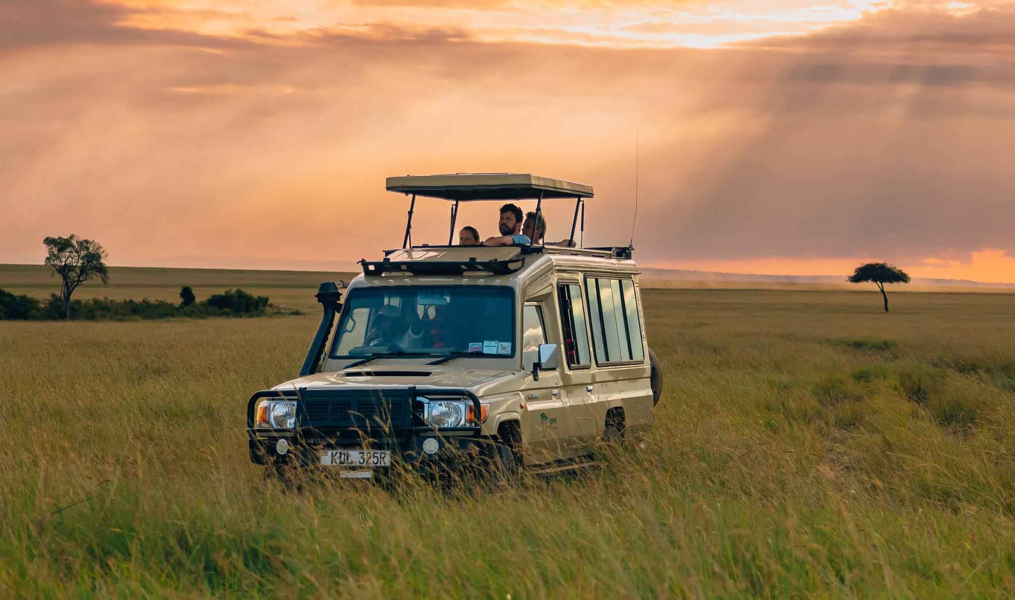 Safari vehicle in the Masai Mara.
