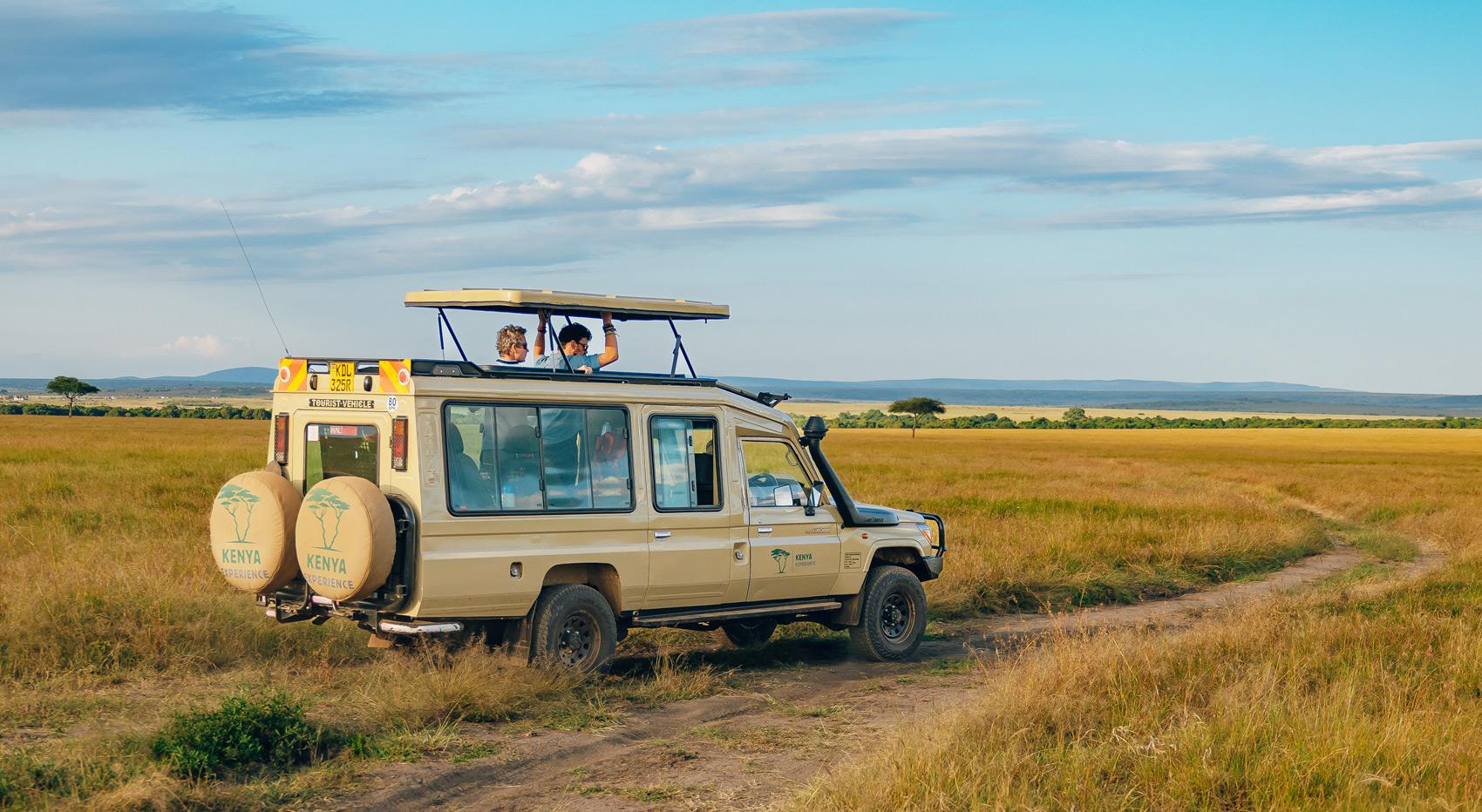 A Kenya-Experience safari vehicle in the Masai Mara.