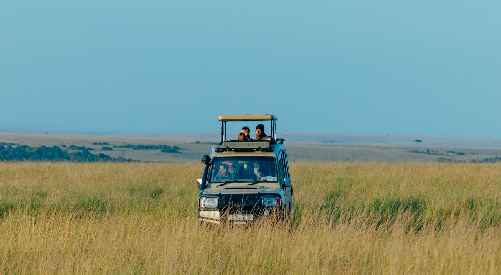 A Safari Vehicle in the Masai Mara in Kenya.