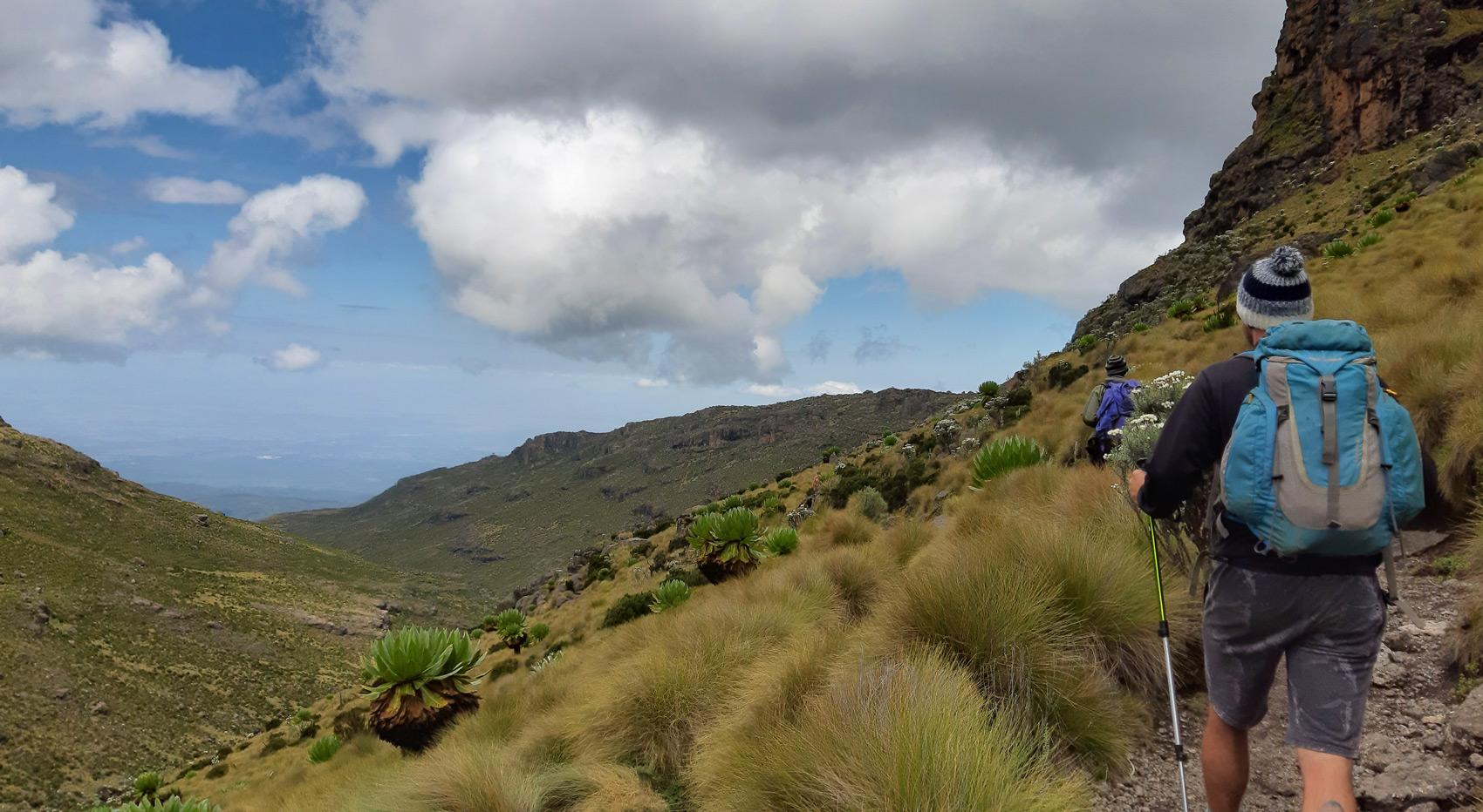 Hikers along the trails of Mount Kenya.