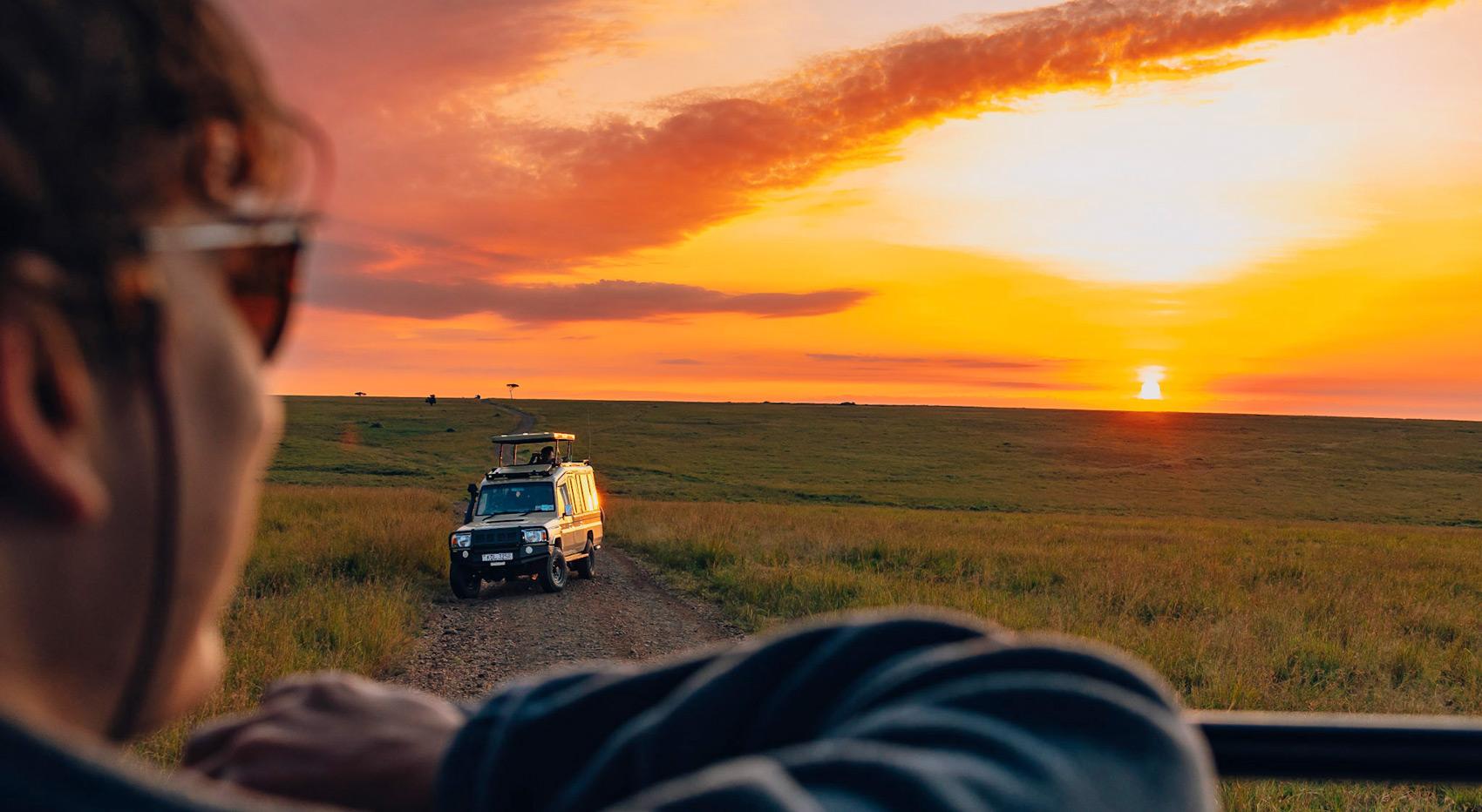 A guest looking out onto the plains of the Masai Mara. A guest looking out onto the plains of the Masai Mara.